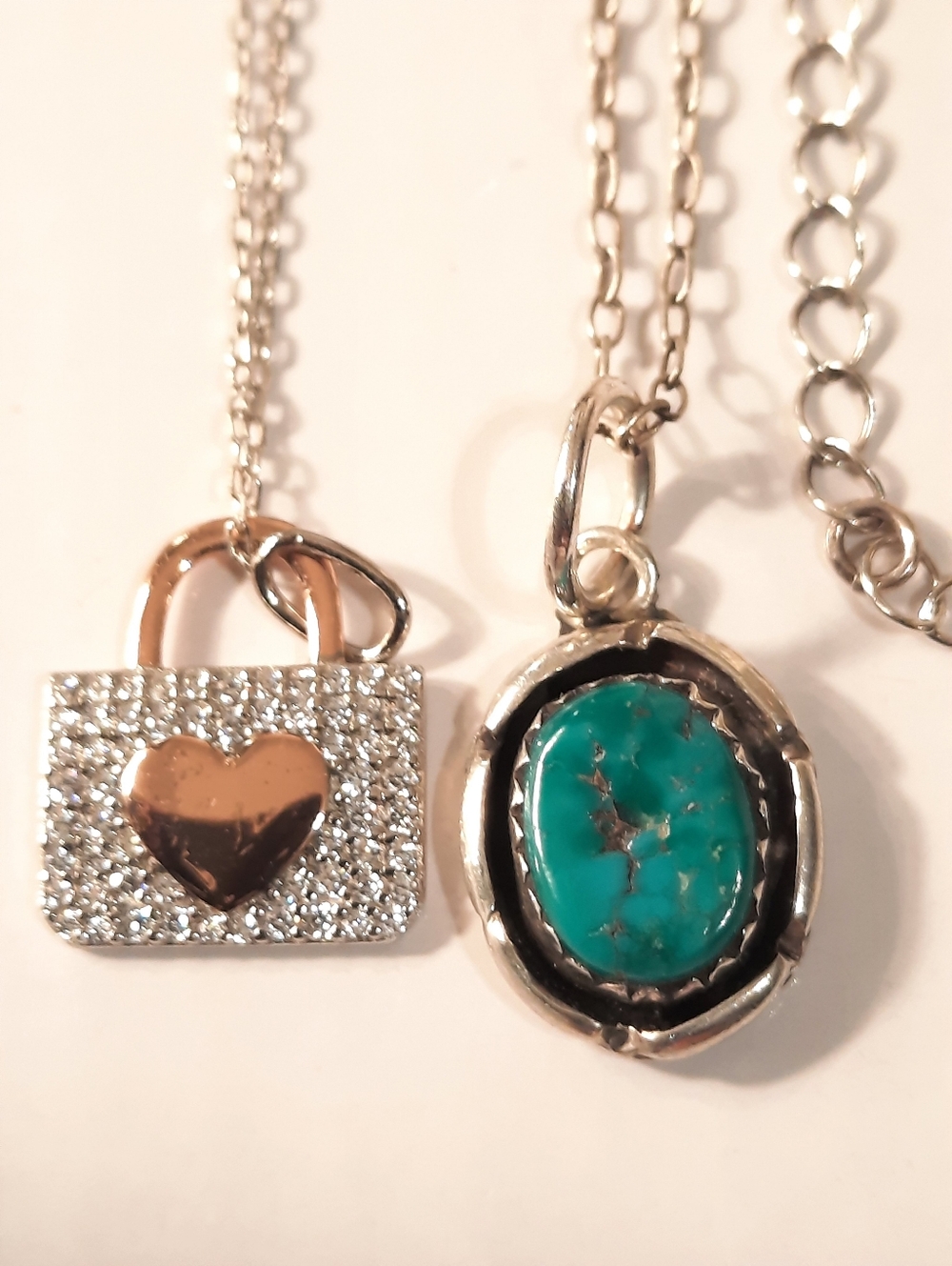 2 Sterling Silver 925 2 Chains And Pendants
